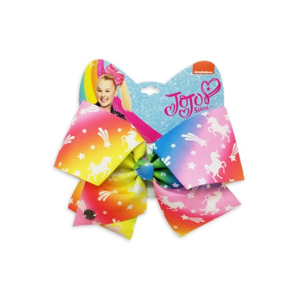 NEW JoJo Siwa Large Cheer Hair Bow Rainbow with Stars JJ3614